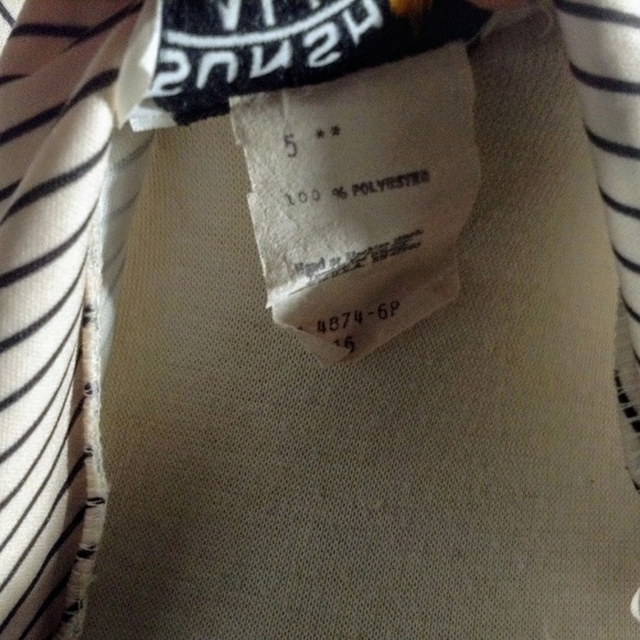 Beige Vintage P*ssyCat Bow Dress, Stripped Bodice - Picture 4 of 8